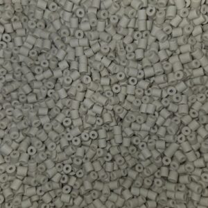 Close-up of grey plastic pellets