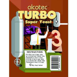Alcotec Turbo Super Yeast packaging illustration.