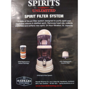 Spirit filter system purifies and neutralises odours.