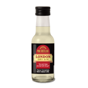 Miniature bottle of London Dry Gin concentrate.