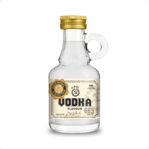 Small bottle of premium vodka with gold medal.