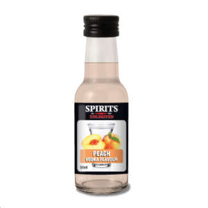 Peach vodka flavour bottle, 50ml spirits.