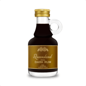 Queensland dark rum bottle with gold label.