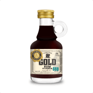 Gold rum flavour mini bottle with gold cap