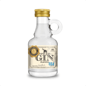 Small bottle of spiced gin with gold cap.