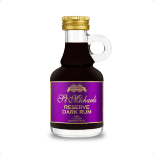 St Michaels Reserve Dark Rum bottle, gold cap, label.