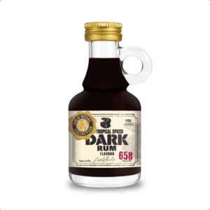 Small bottle of tropical spiced dark rum.