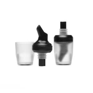 Cocktail pourer attachment with measuring cup and container