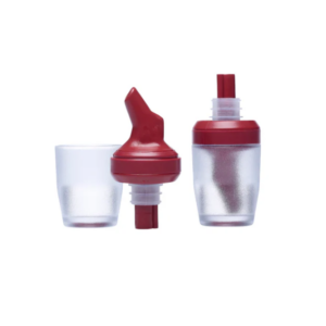 Red and clear sippy cup components