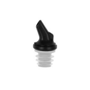 Black liquor bottle pourer with white stopper